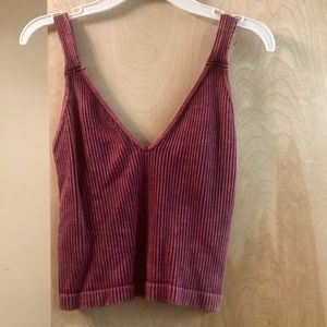 Free people rubbed maroon cropped tank